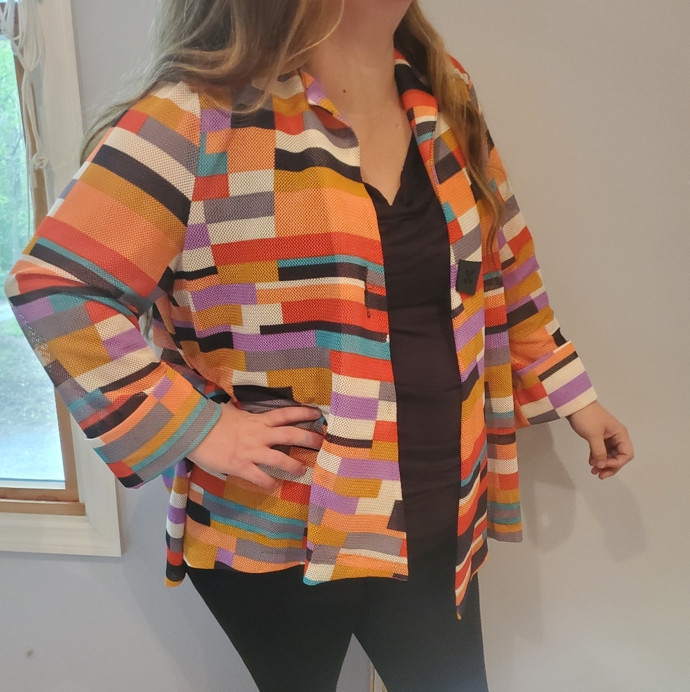 Color block asymetrical knit cardigan